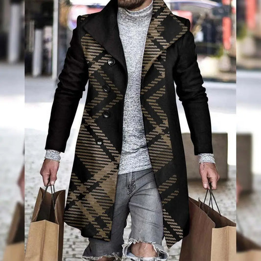 Fashion Long Sleeve Woolen Check Jacket