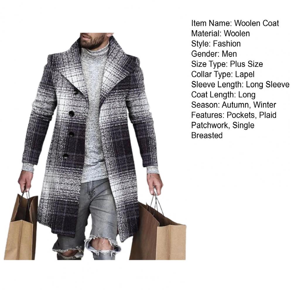 Fashion Long Sleeve Woolen Check Jacket