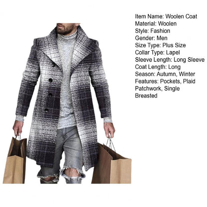 Fashion Long Sleeve Woolen Check Jacket