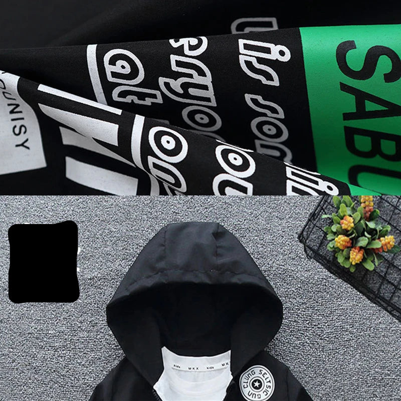 Children's Hooded Jacket Letter Outerwear