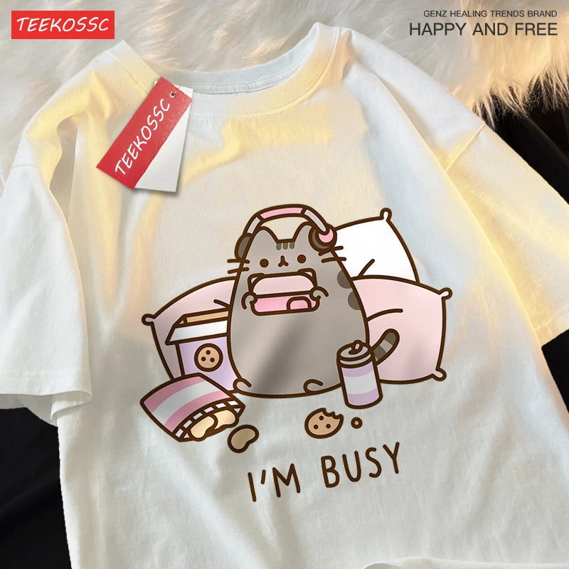 Funny Cat Gamer Summer Cotton Shirt