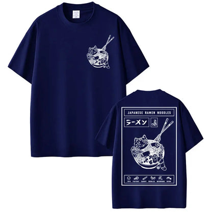 Japanese Ramen Cat Meme Vintage T-shirt