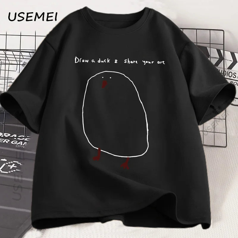 Humorous Duck Sketch Graphic T-shirt Unisex