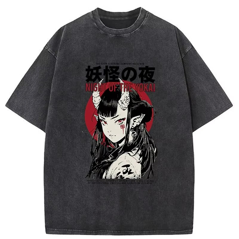 Vintage Washed Hip Hop Anime Tee