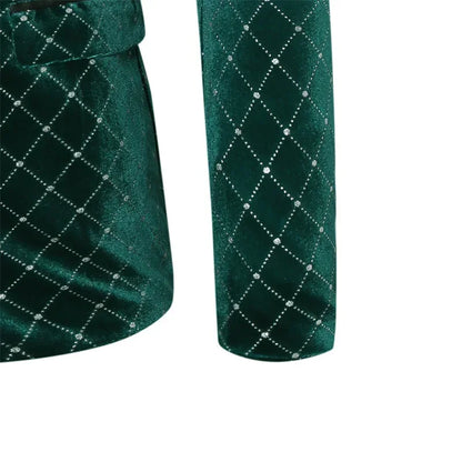 Men’s Luxury Gold Velvet Plaid Blazer