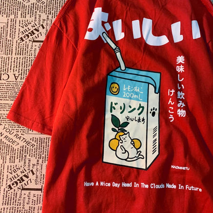 Japanese Oversized Women Men Loose Casual Tee