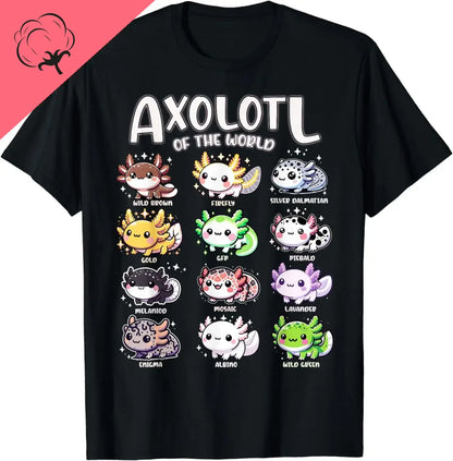 The World Kawaii Types of Axolotl Fish Amphibian T-Shirt