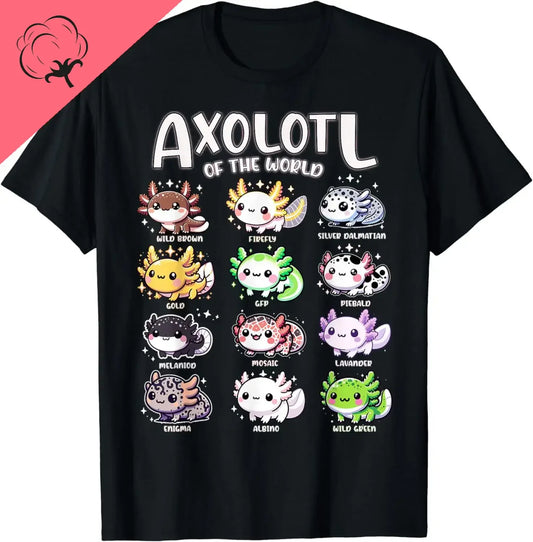 The World Kawaii Types of Axolotl Fish Amphibian T-Shirt