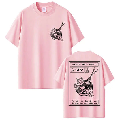 Japanese Ramen Cat Meme Vintage T-shirt