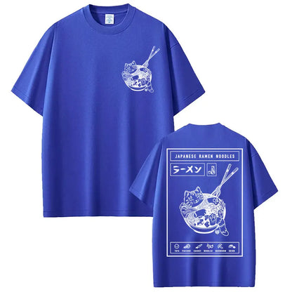 Japanese Ramen Cat Meme Vintage T-shirt
