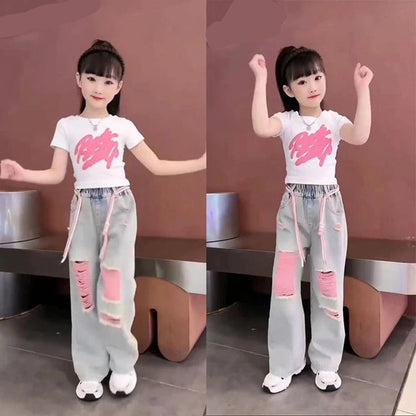Sreetwear Outfits Drawstring Pants Tees Set