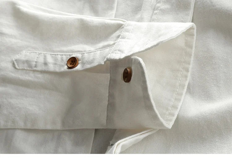 Japanese Linen Cotton Stand Collar Shirt