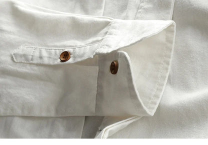 Japanese Linen Cotton Stand Collar Shirt