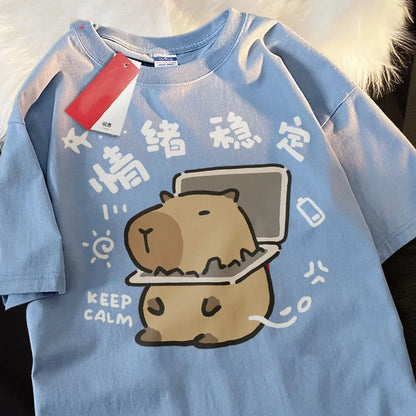 Casual Oversized Capybara Graphic T-Shirt