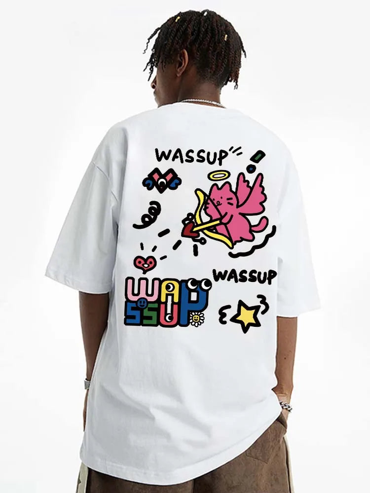 Harajuku Style Watercolor Print Summer Tee