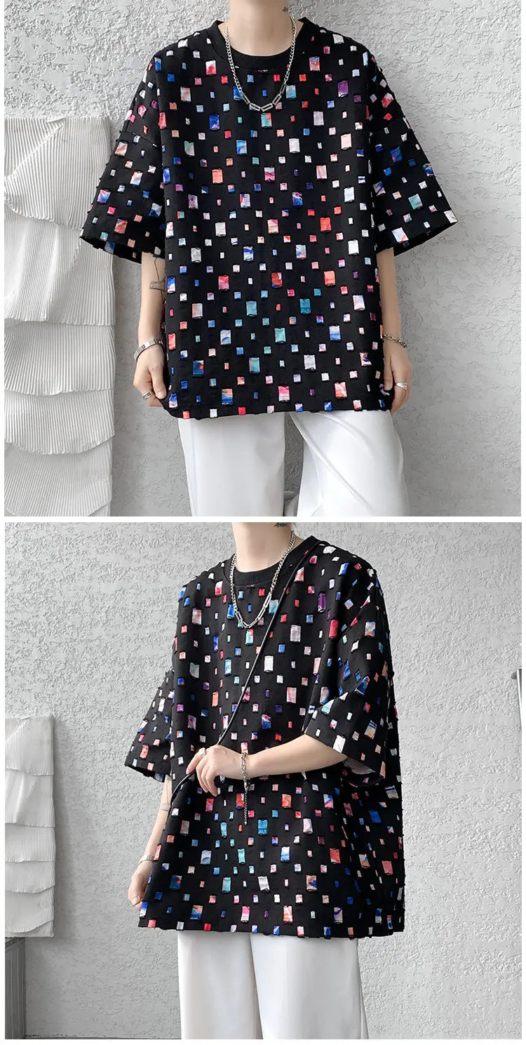 Fashion Oversized Plaid Streetwear Loose Hollow