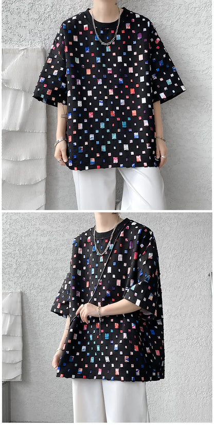 Fashion Oversized Plaid Streetwear Loose Hollow