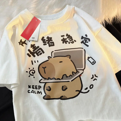 Casual Oversized Capybara Graphic T-Shirt
