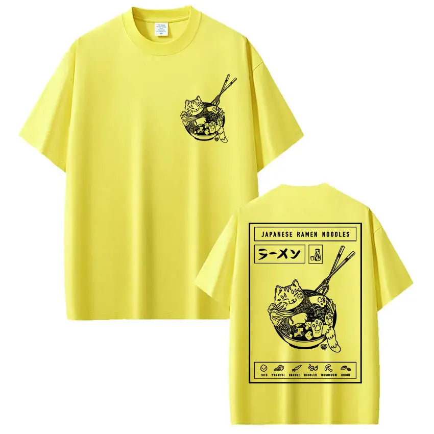Japanese Ramen Cat Meme Vintage T-shirt