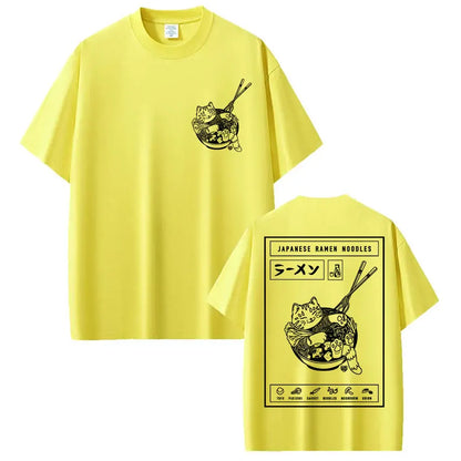 Japanese Ramen Cat Meme Vintage T-shirt
