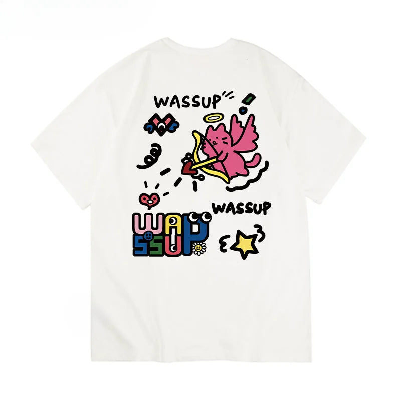 Harajuku Style Watercolor Print Summer Tee