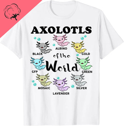 The World Kawaii Types of Axolotl Fish Amphibian T-Shirt
