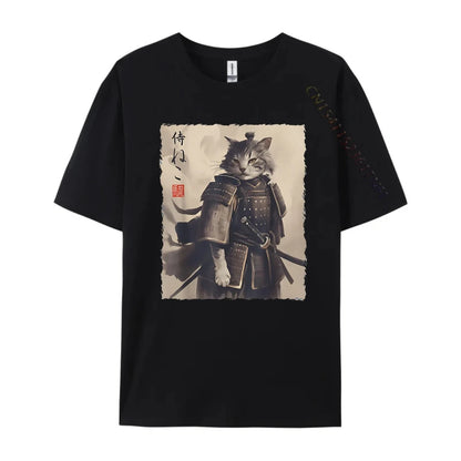 Samurai Cat Fighter Ukiyo-E Graphic Shirt