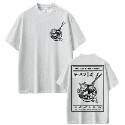 Japanese Ramen Cat Meme Vintage T-shirt