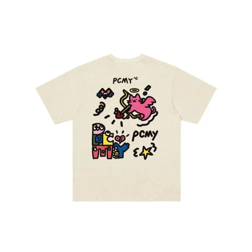 Trendy Summer Couple’s Cat Graphic Shirt