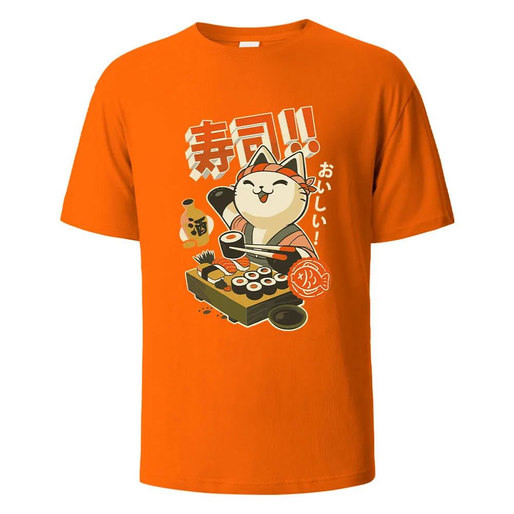 Sushi Cat Cotton Oversized Summer Tee