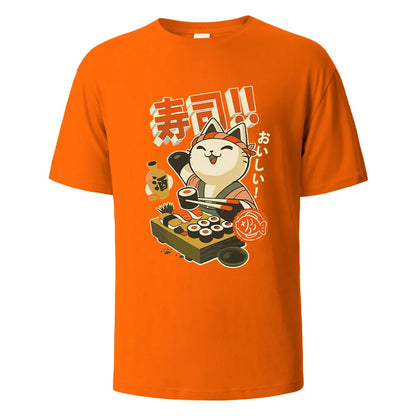 Sushi Cat Cotton Oversized Summer Tee