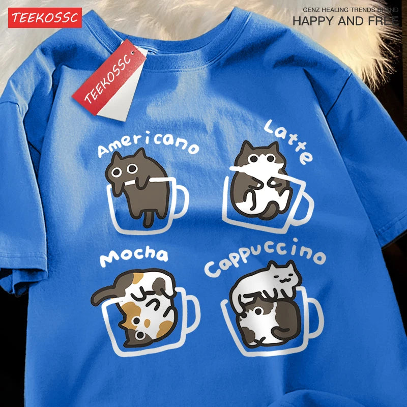 Mocha Latte Cat Pure Cotton Tee