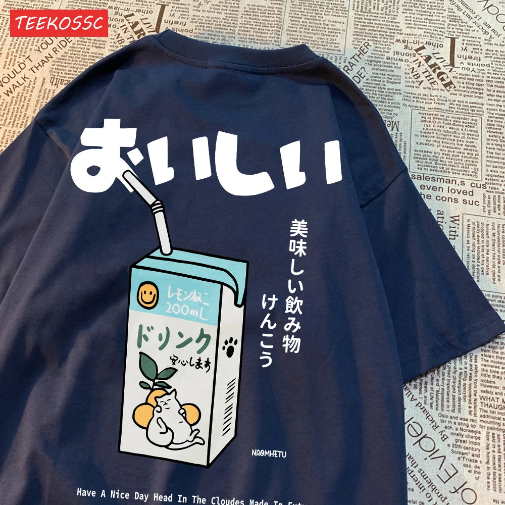 Japanese Oversized Women Men Loose Casual Tee