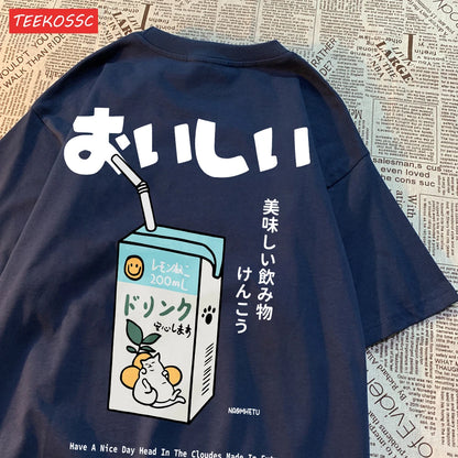 Japanese Oversized Women Men Loose Casual Tee