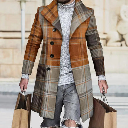 Fashion Long Sleeve Woolen Check Jacket