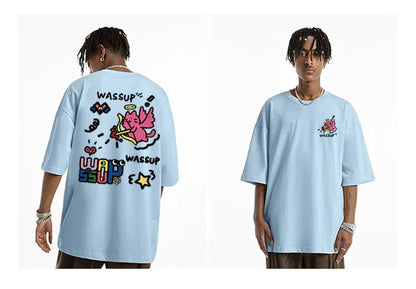 Harajuku Style Watercolor Print Summer Tee