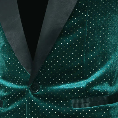 Men’s Luxury Gold Velvet Plaid Blazer