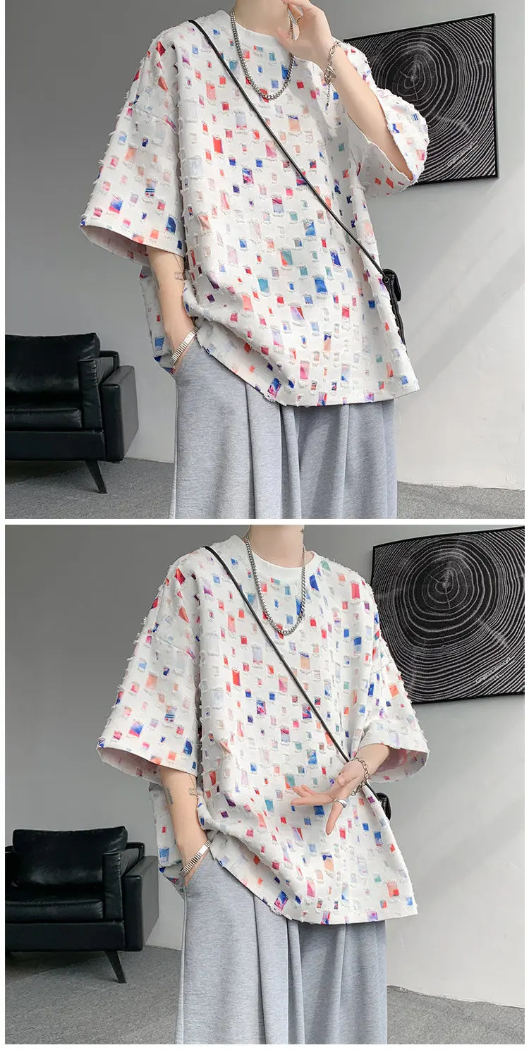 Fashion Oversized Plaid Streetwear Loose Hollow