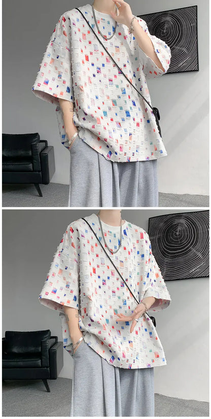 Fashion Oversized Plaid Streetwear Loose Hollow