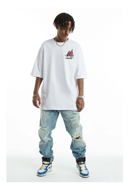 Harajuku Style Watercolor Print Summer Tee