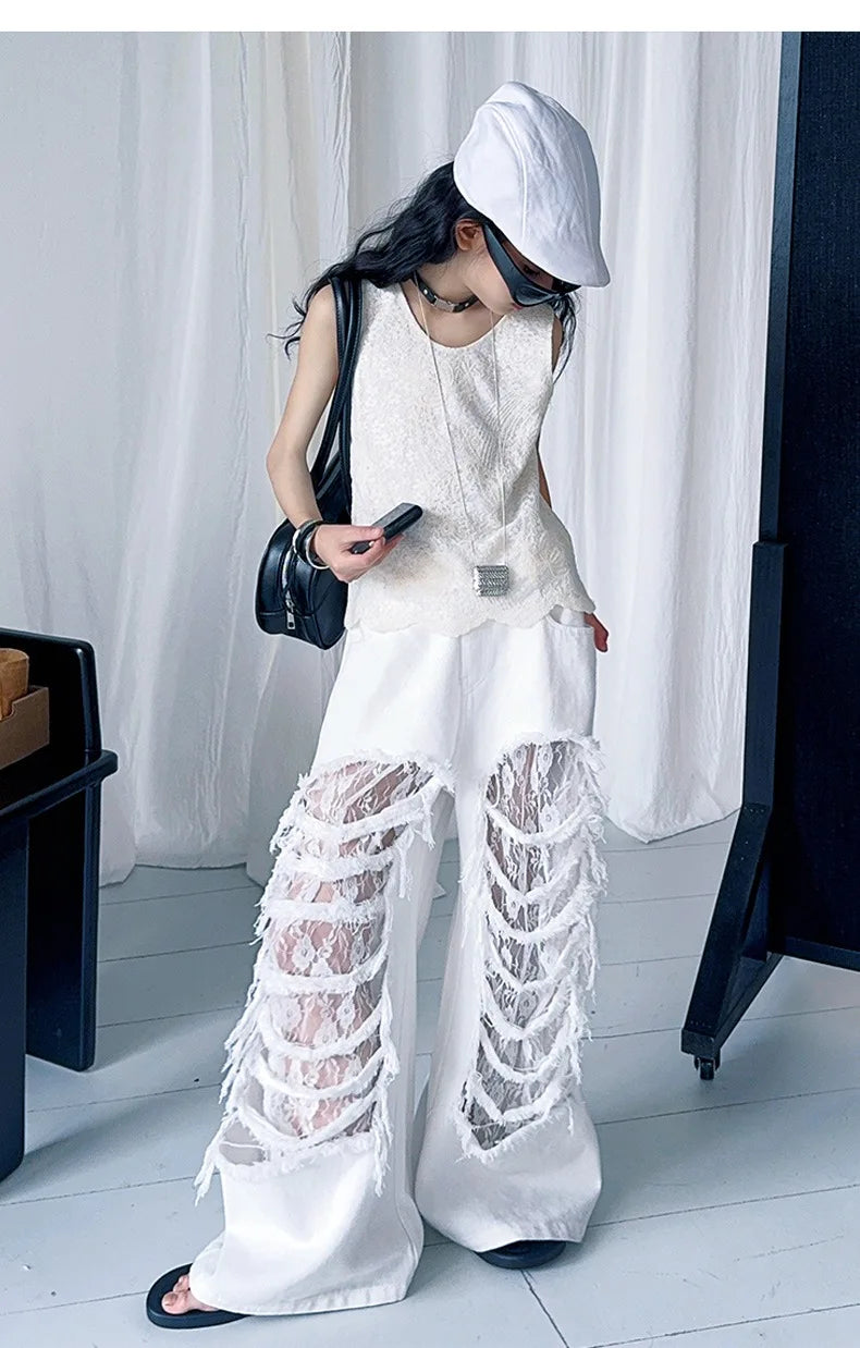 Teen Fashion Street Torn Legs Outfit