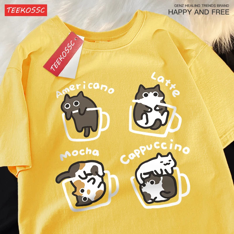 Mocha Latte Cat Pure Cotton Tee