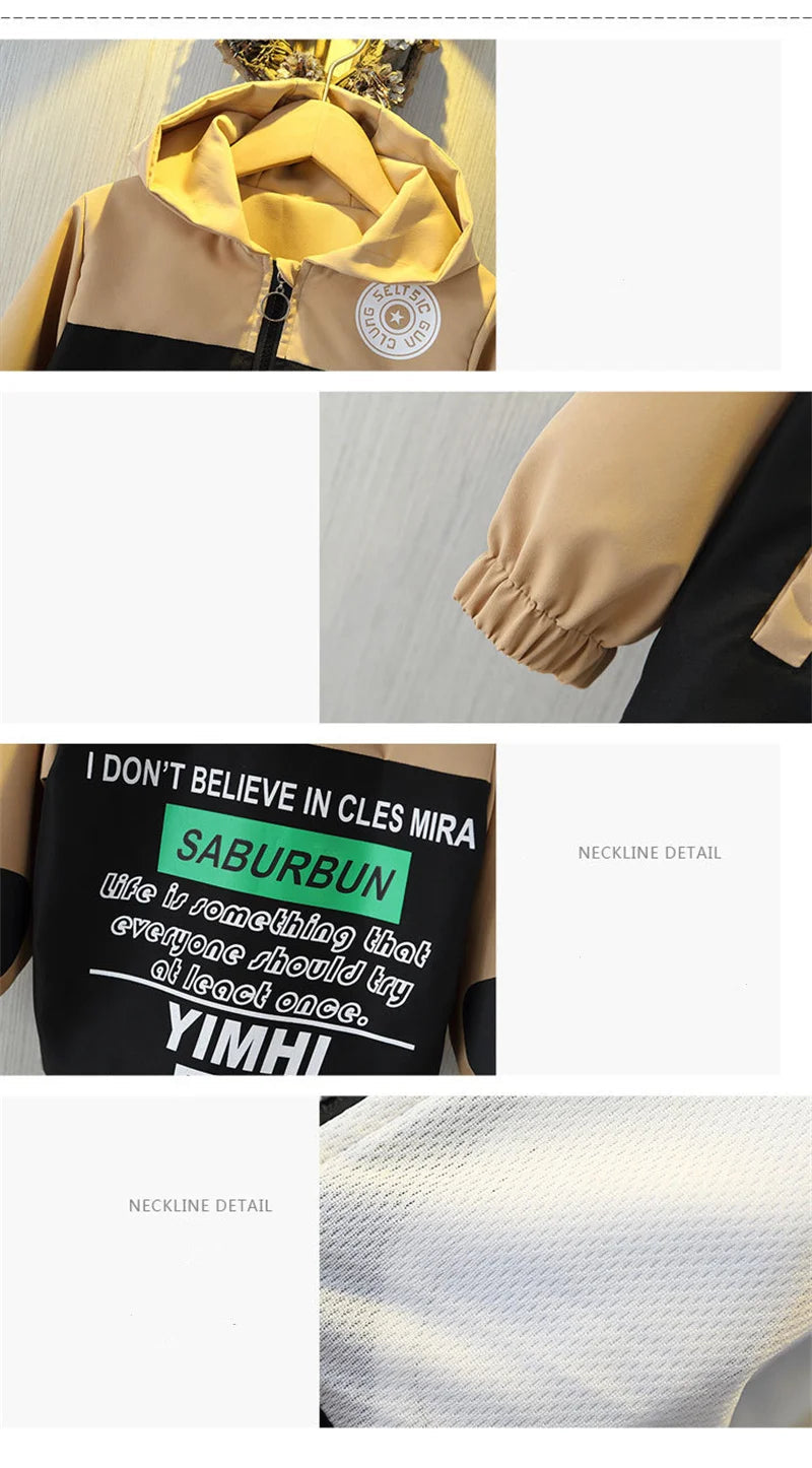 Children's Hooded Jacket Letter Outerwear