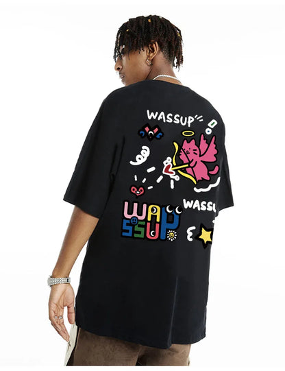 Harajuku Style Watercolor Print Summer Tee