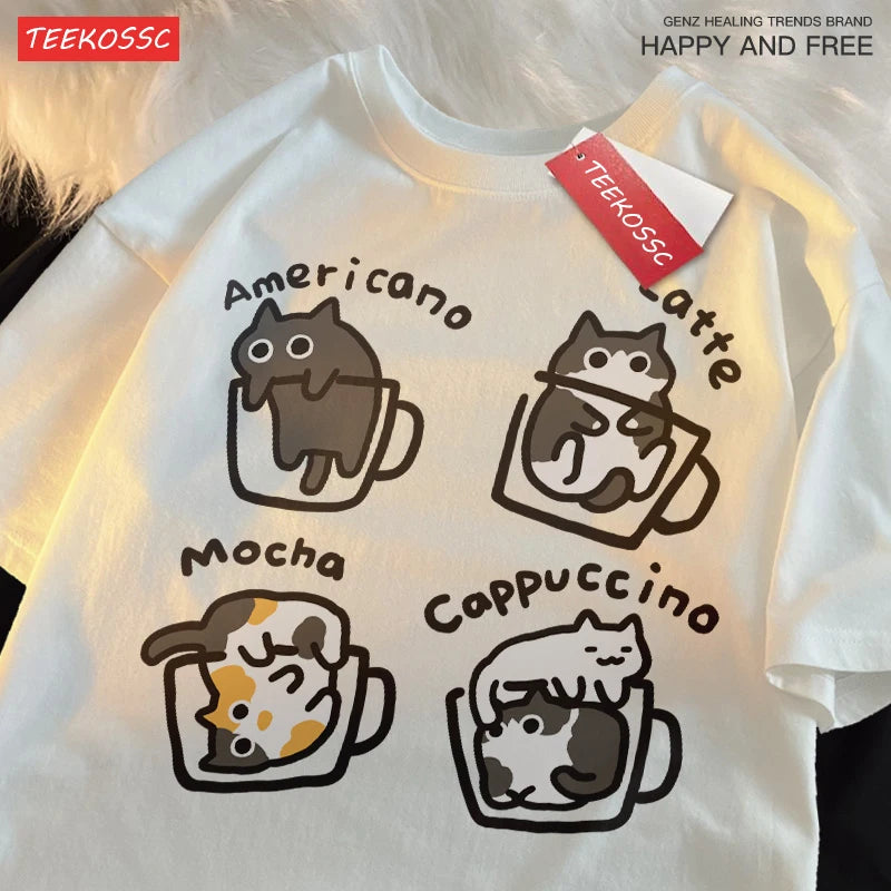 Mocha Latte Cat Pure Cotton Tee