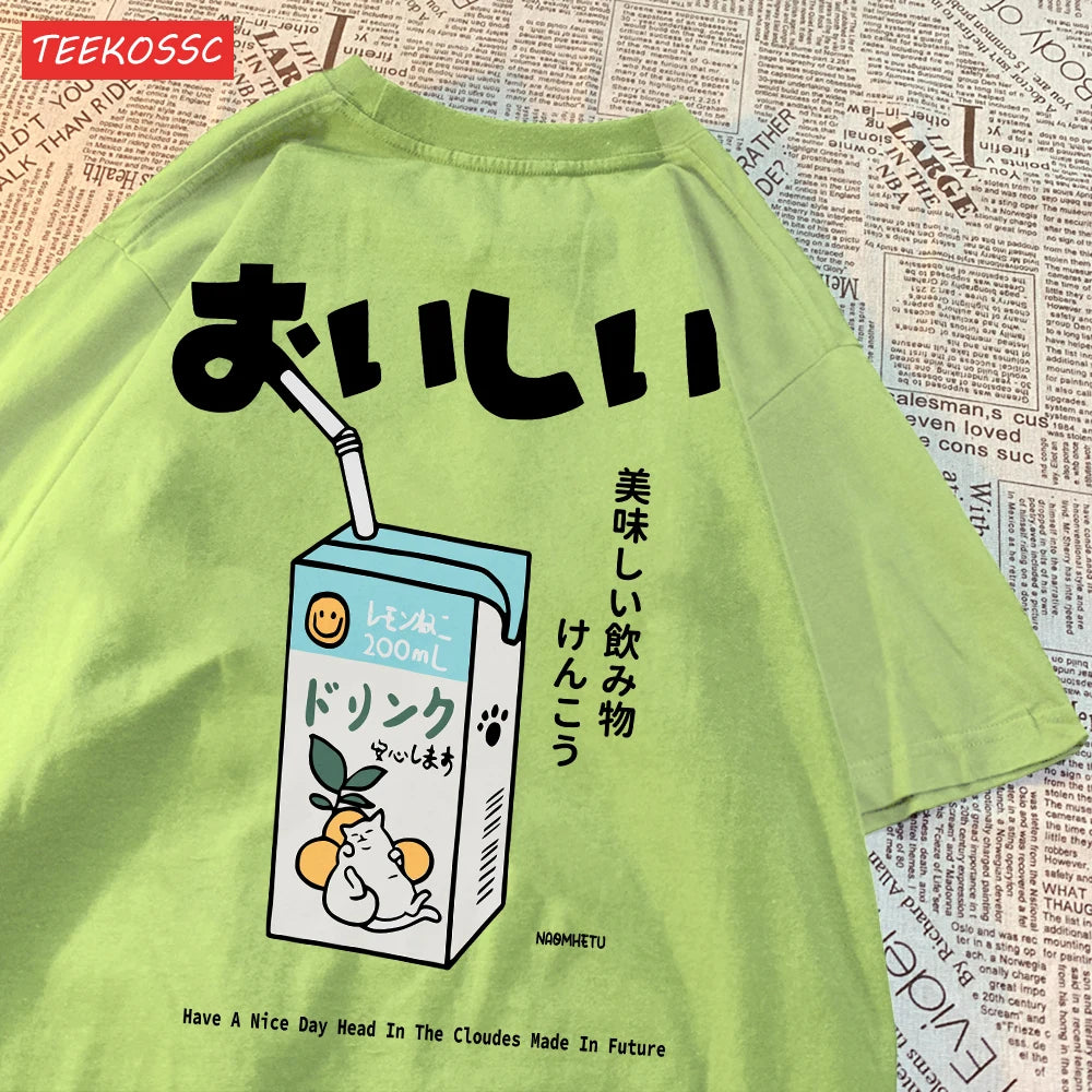 Japanese Oversized Women Men Loose Casual Tee