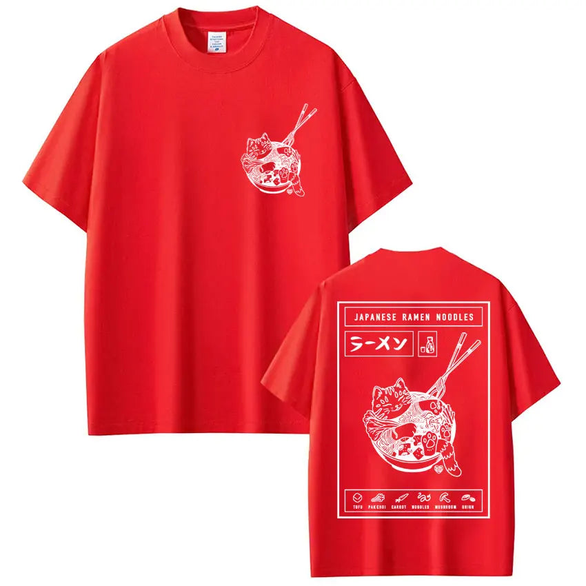 Japanese Ramen Cat Meme Vintage T-shirt