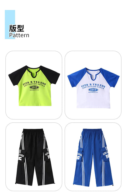 Teens Streetwear Tops Cargo Pants Set