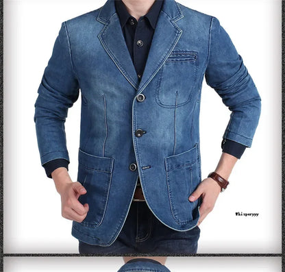 Men’s Denim Blazer Vintage Cotton Jacket