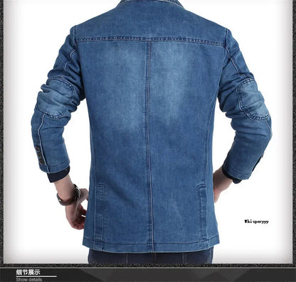 Men’s Denim Blazer Vintage Cotton Jacket
